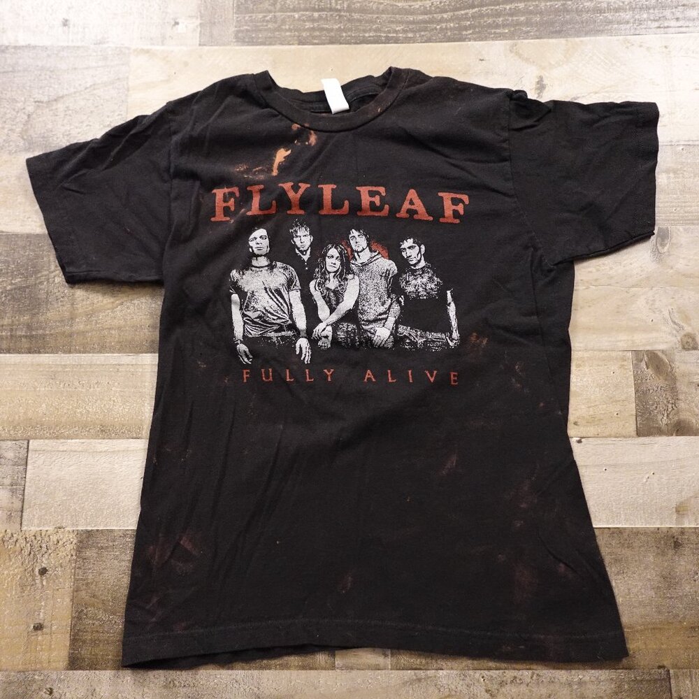 Flyleaf Fully Alive Band T-Shirt women’s Medium‎ Black Distressed Rock Tee
